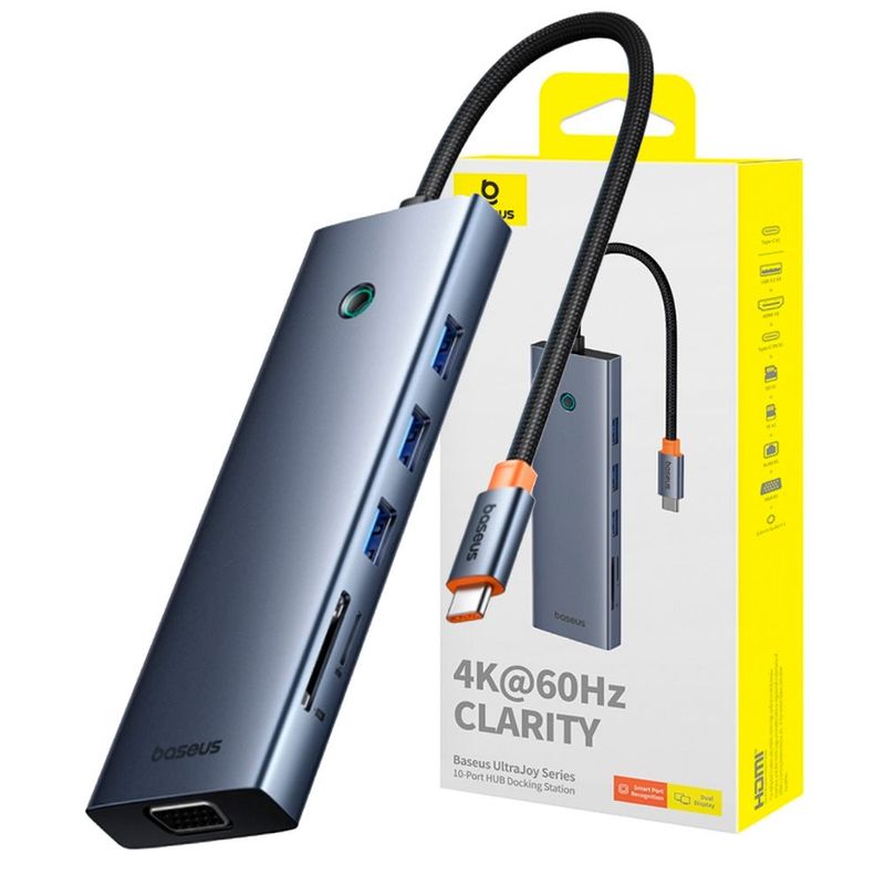 BASEUS - Adaptador Hub Baseus BS-OH161 10 puertos Tipo C USB3.0 100w HDMI