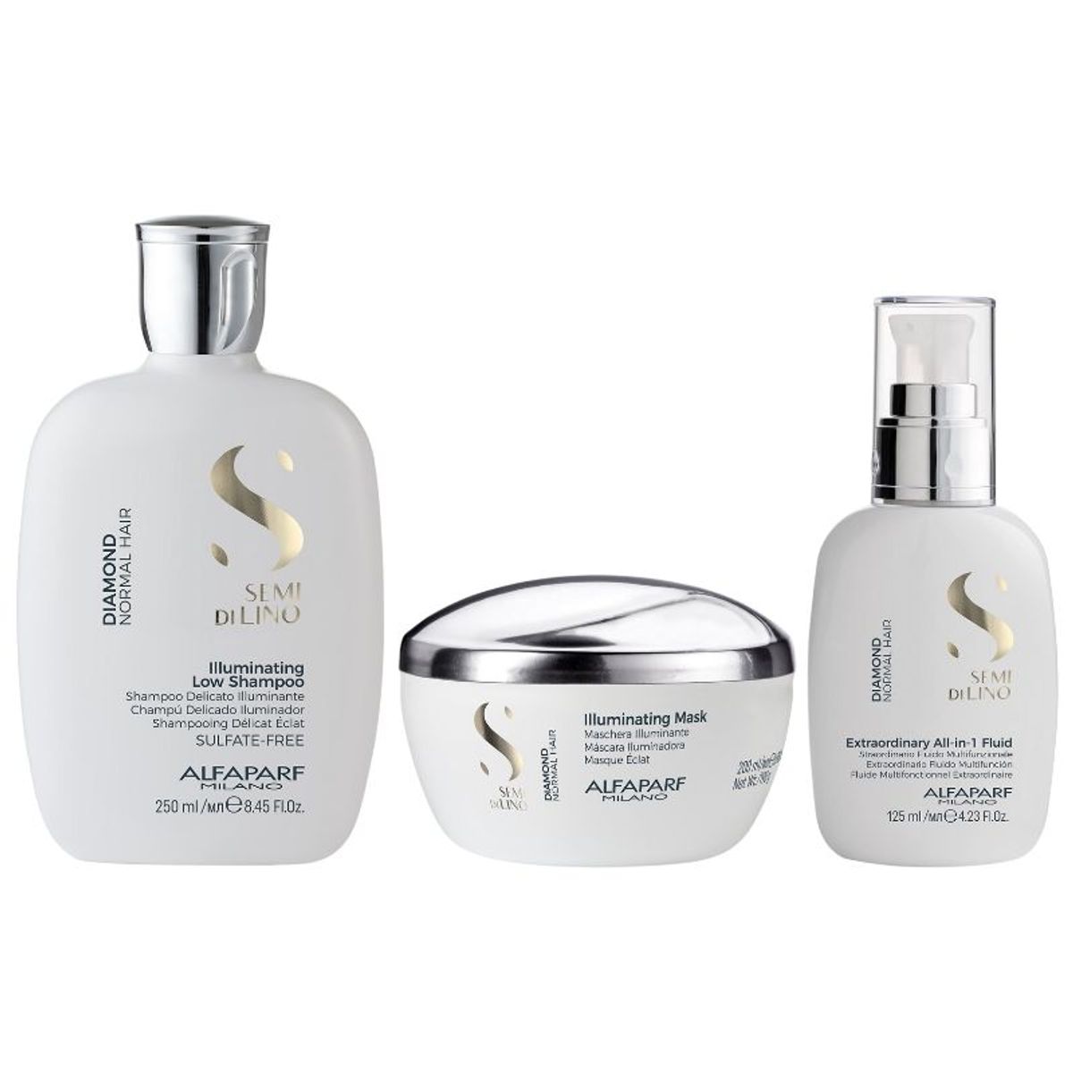 ALFAPARF MILANO - ALFAPARF Semi Di Lino - Pack Diamond Shampoo + Mascarilla + Fluid