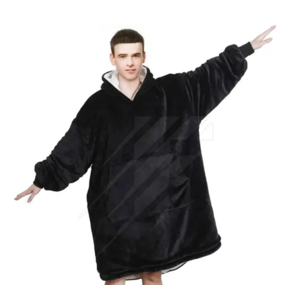 OEM - POLERÓN CALENTADOR ADULTO HUGGLE HODDIE- NEGRO- OVERSIZE