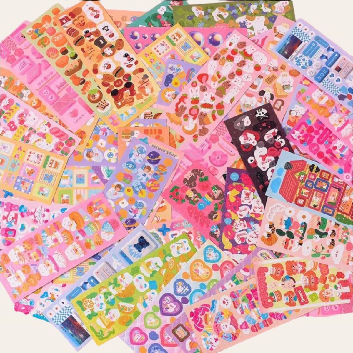 GENERICO - Pack de stickers x 12 de láminas de stickers kawai