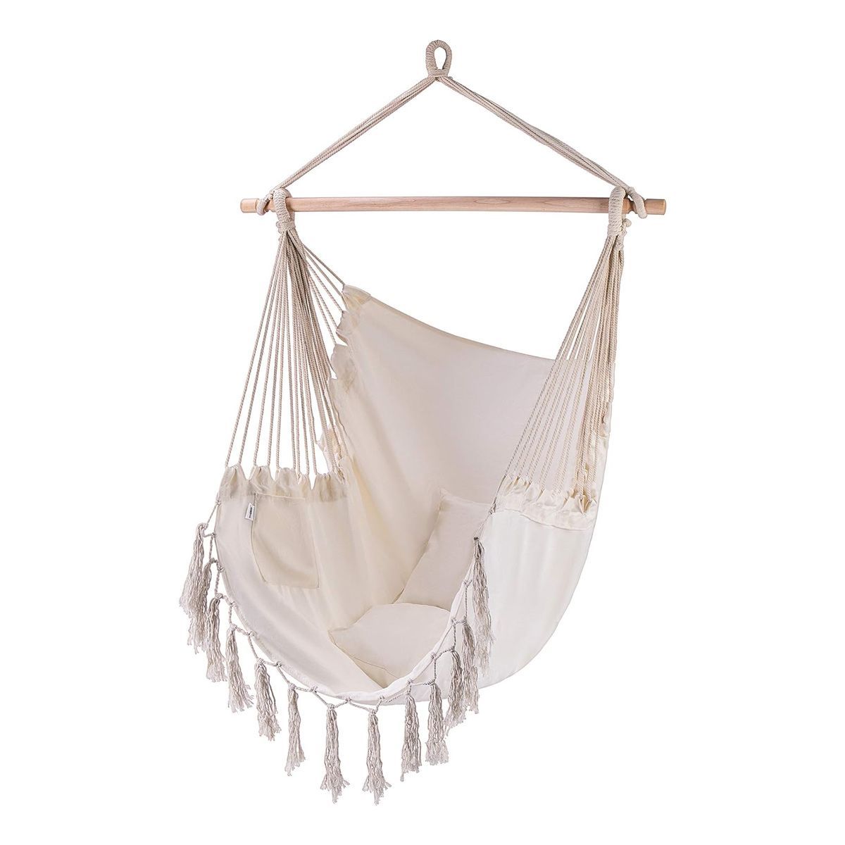 GENERICO - Hamaca Silla Acolchonada Colgante Blanca 130cm x 100cm