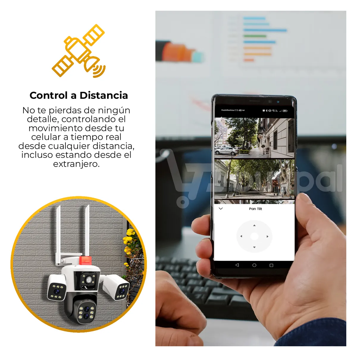BUYPAL - Camara WiFi Triple Lente Ajustable Zoom Optico