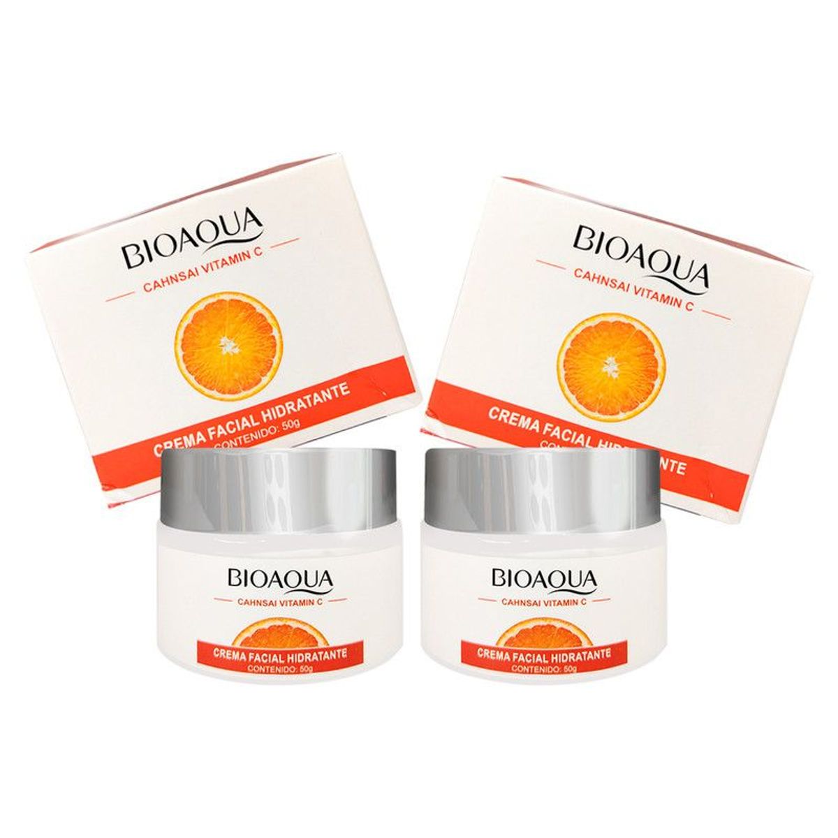 BIOAQUA - Crema Facial Hidratante Cahnsai Vitamina C 150Gr 2 Unidades