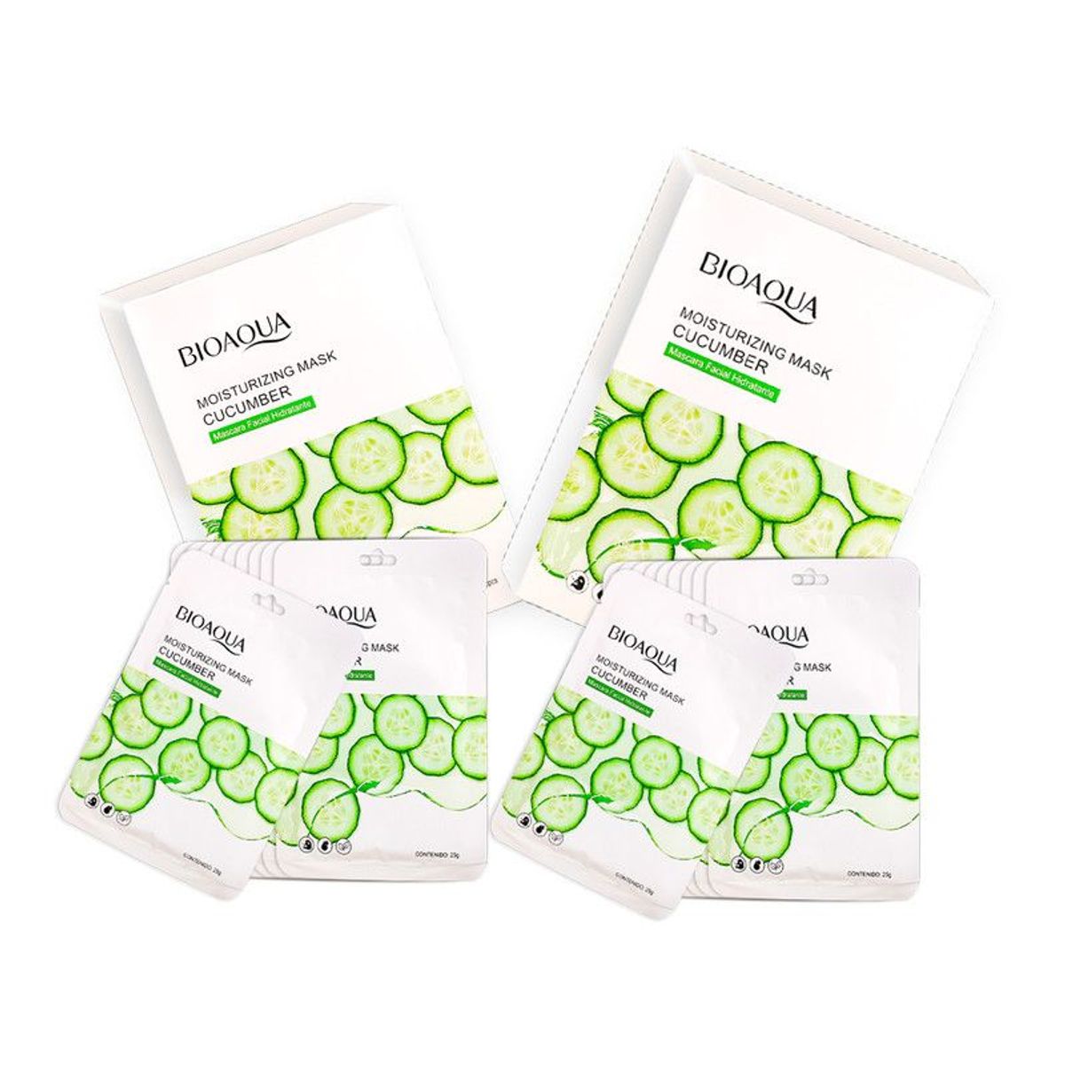 BIOAQUA - Mascarilla Hidratante De Pepino 10Pcs Bioaqua 25Gr 2 Unidades