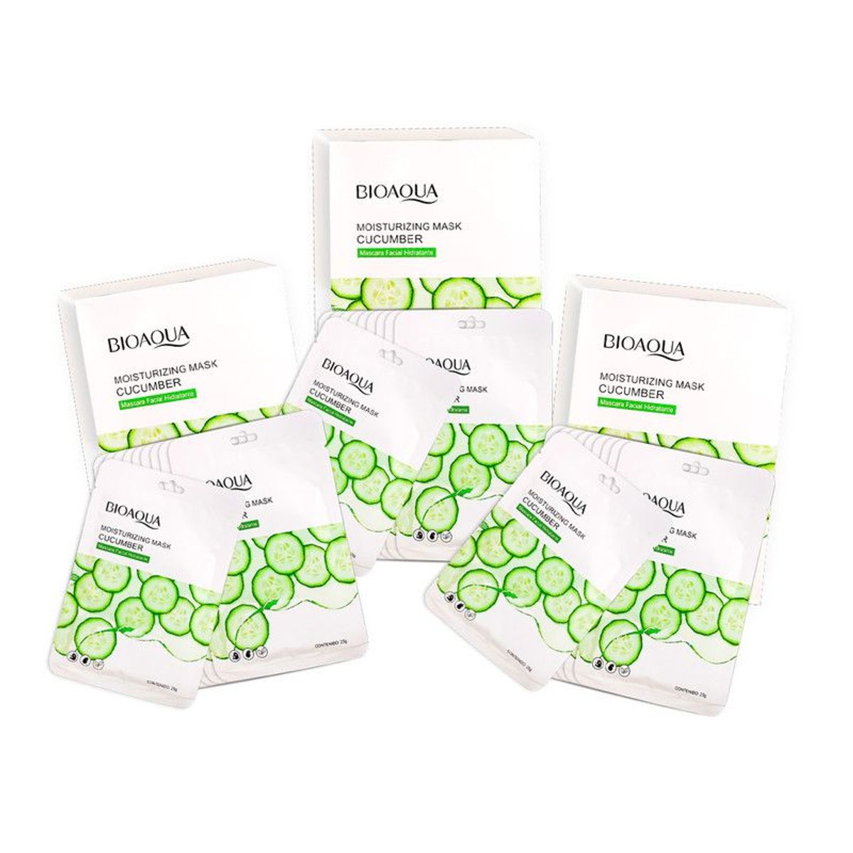 BIOAQUA - Mascarilla Hidratante De Pepino 10Pcs Bioaqua 25Gr 3 Unidades