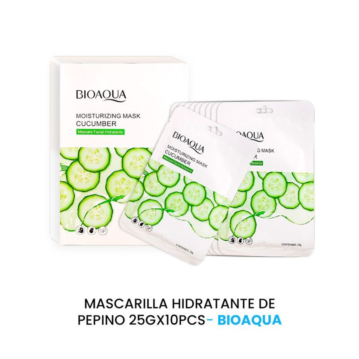 BIOAQUA - Mascarilla Hidratante De Pepino 10Pcs Bioaqua 25Gr