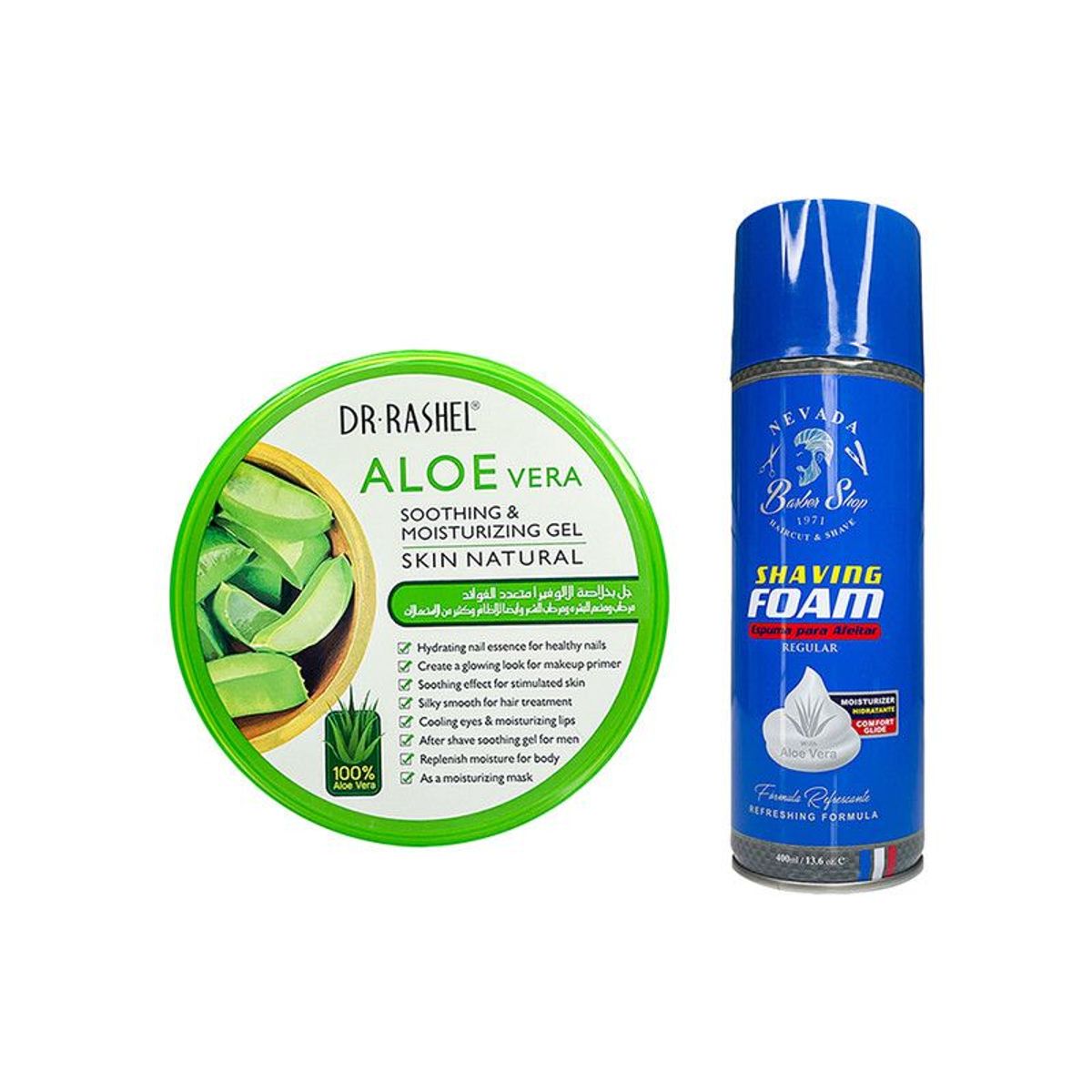 NEVADA NATURAL PRODUCTS - Aloe Vera Gel Calmante 300gr + Espuma para afeitar con aloe vera 400ml