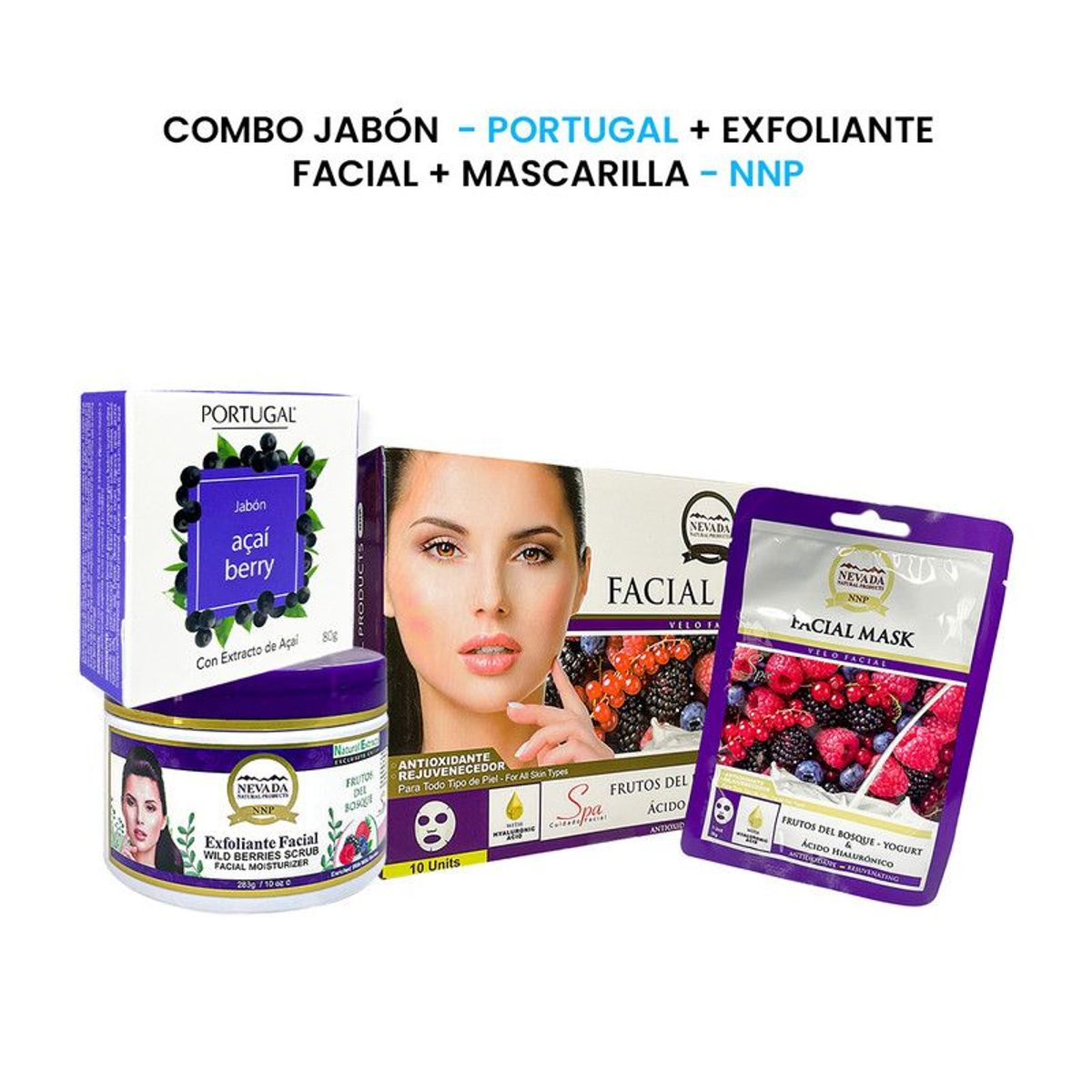 NEVADA NATURAL PRODUCTS - Combo Jabón Portugal + Exfoliante Facial+ Mascarilla Nevada