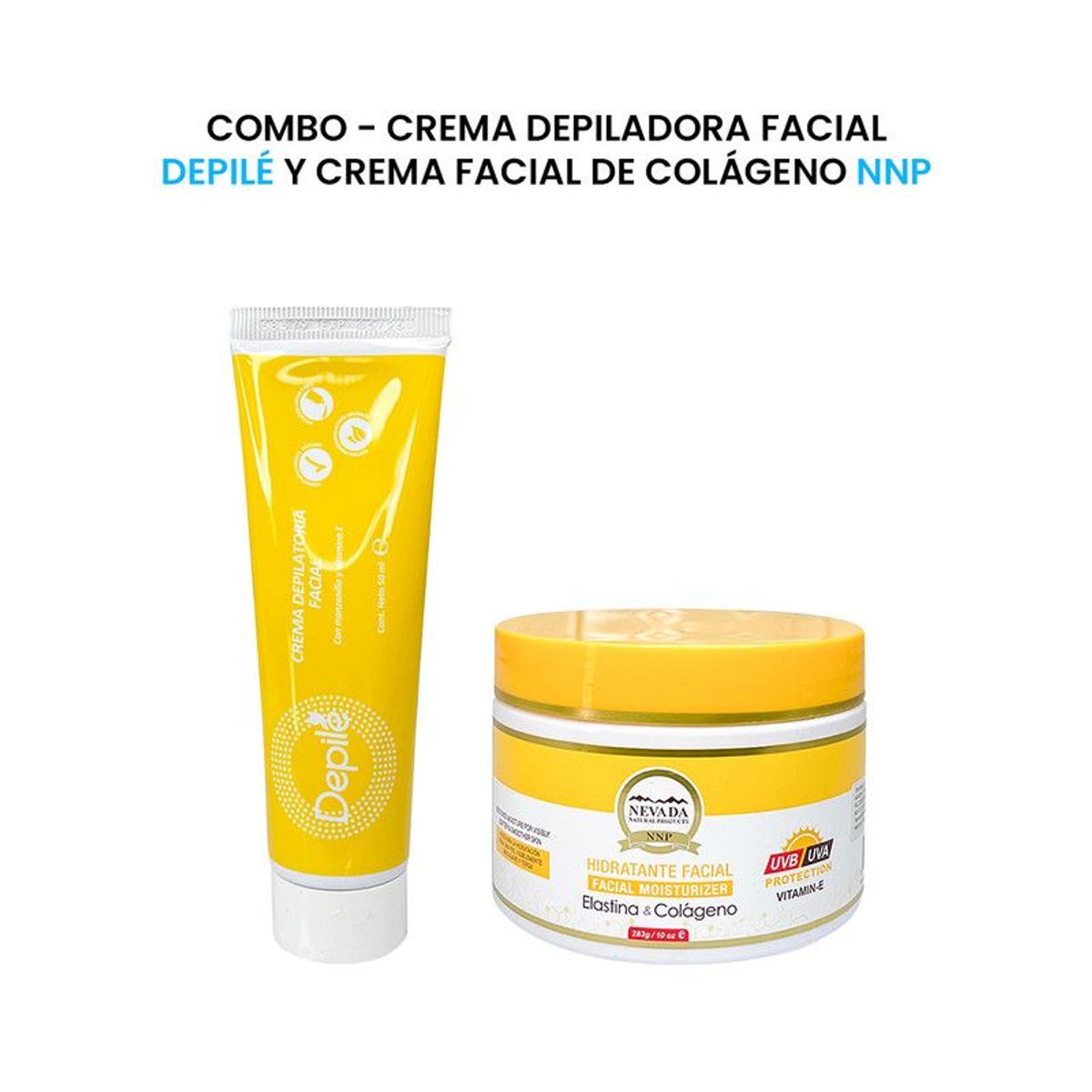 NEVADA NATURAL PRODUCTS - Crema Depiladora Facial Depilé 50Gr + Crema Facial De Colágeno Nevada