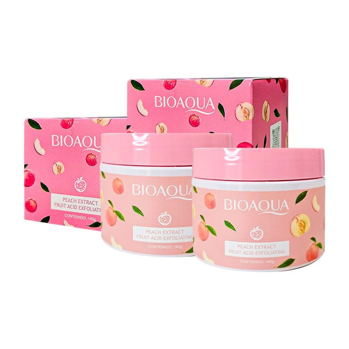 BIOAQUA - Exfoliante Ácido Fruta Extracto De Melocotón Bioaqua 140Gr 2 Unidades