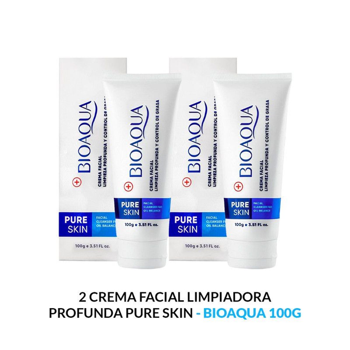 BIOAQUA - Crema Facial Limpiadora Profunda Pure Skin Bioaqua 100Gr 2 Unidades