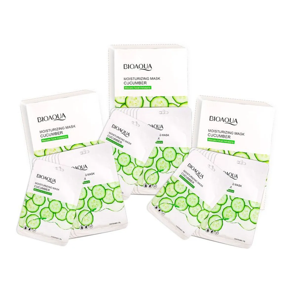 BIOAQUA - Mascarilla Hidratante De Pepino 10Pcs Bioaqua 25Gr 3 Unidades