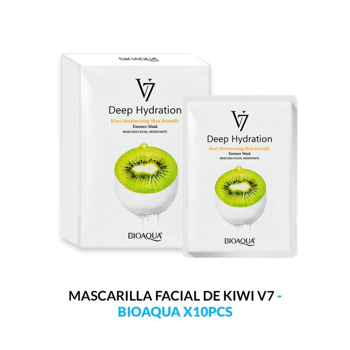 BIOAQUA - Mascarilla Facial Esencia De Kiwi Hidratación 10Pcs Bioaqua