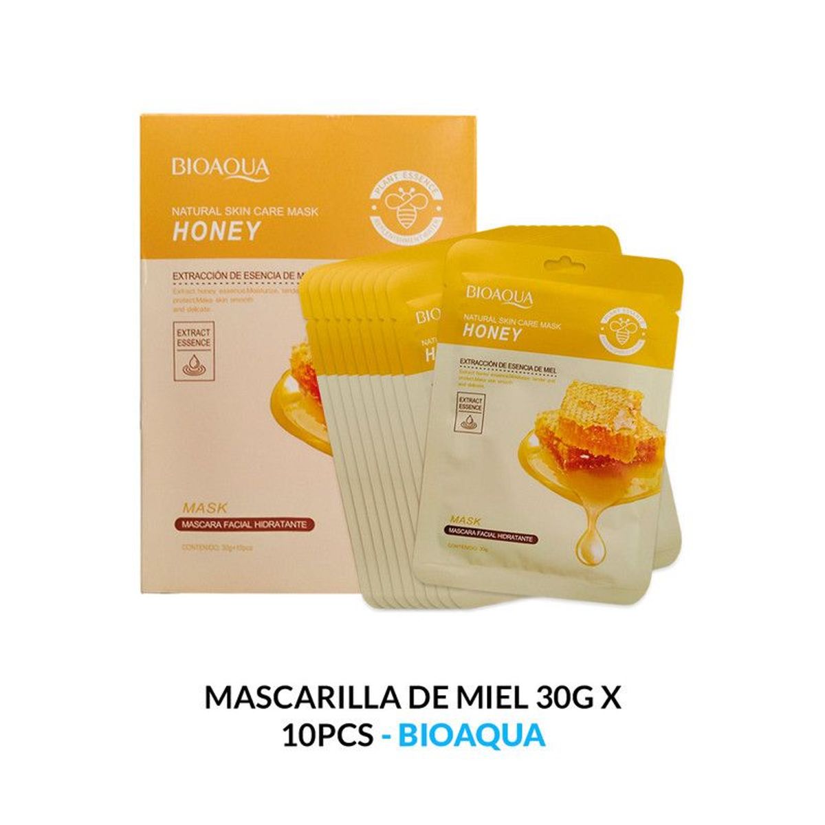 BIOAQUA - Mascarilla Natural De Miel 10Pcs Bioaqua 30Gr