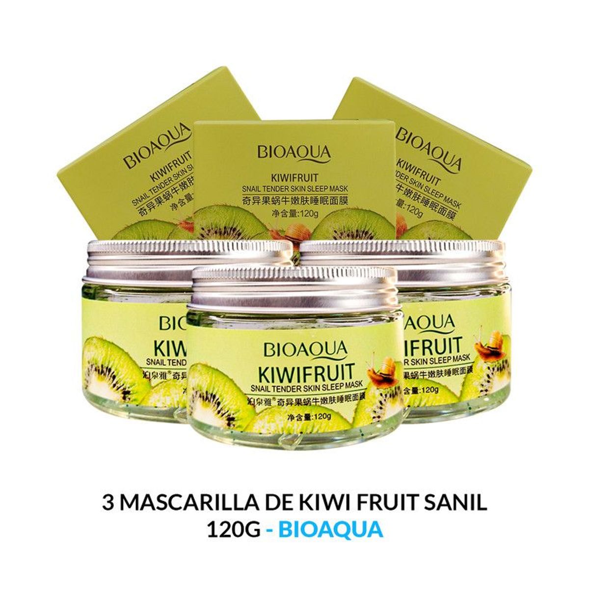 BIOAQUA - Mascarilla Para Dormir Piel Tierna De Kiwi Fruit Bioaqua 120Gr 3 Uni