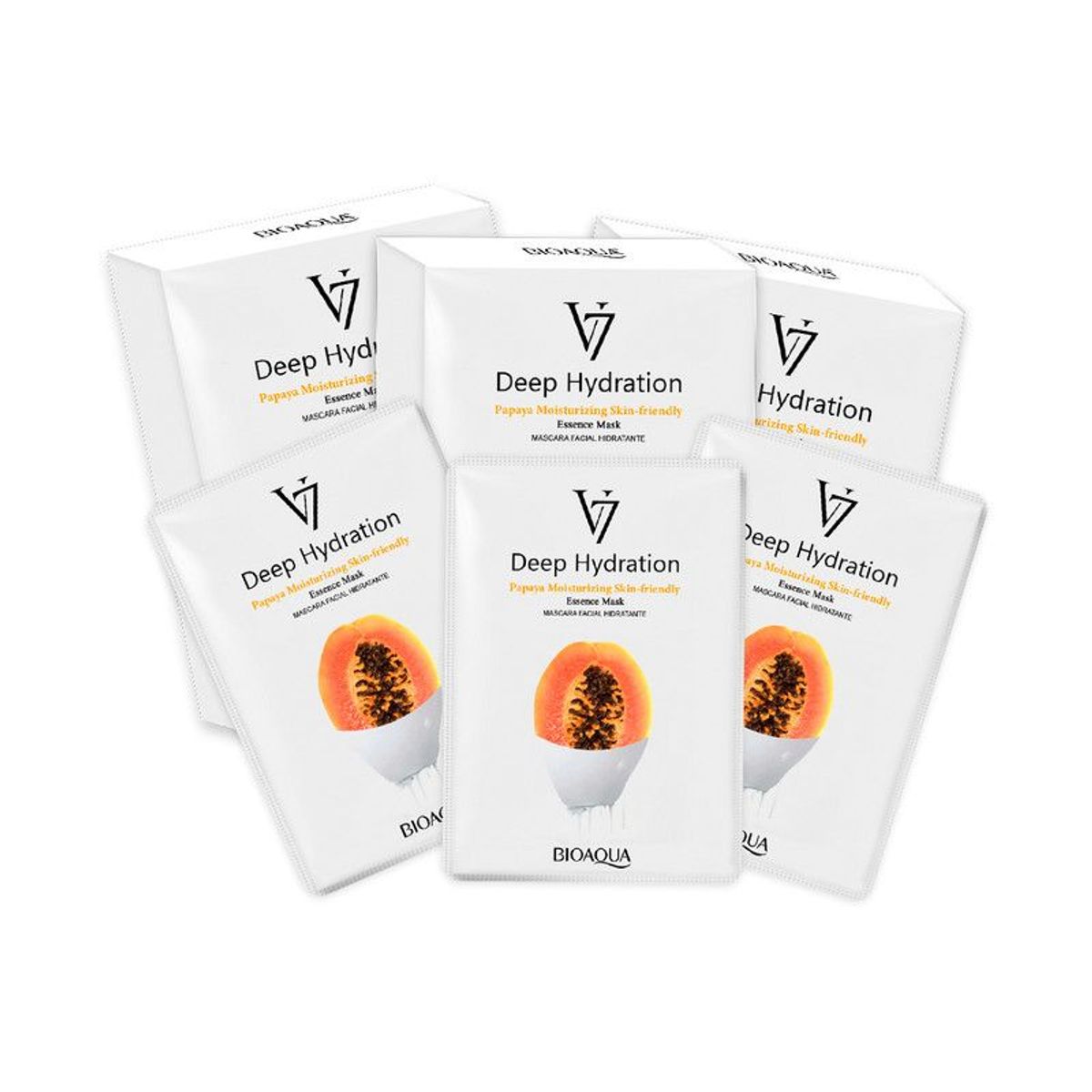BIOAQUA - Mascarilla Facial Esencia Papaya De Hidratación10Pcs Bioaqua 30Gr 2Uni