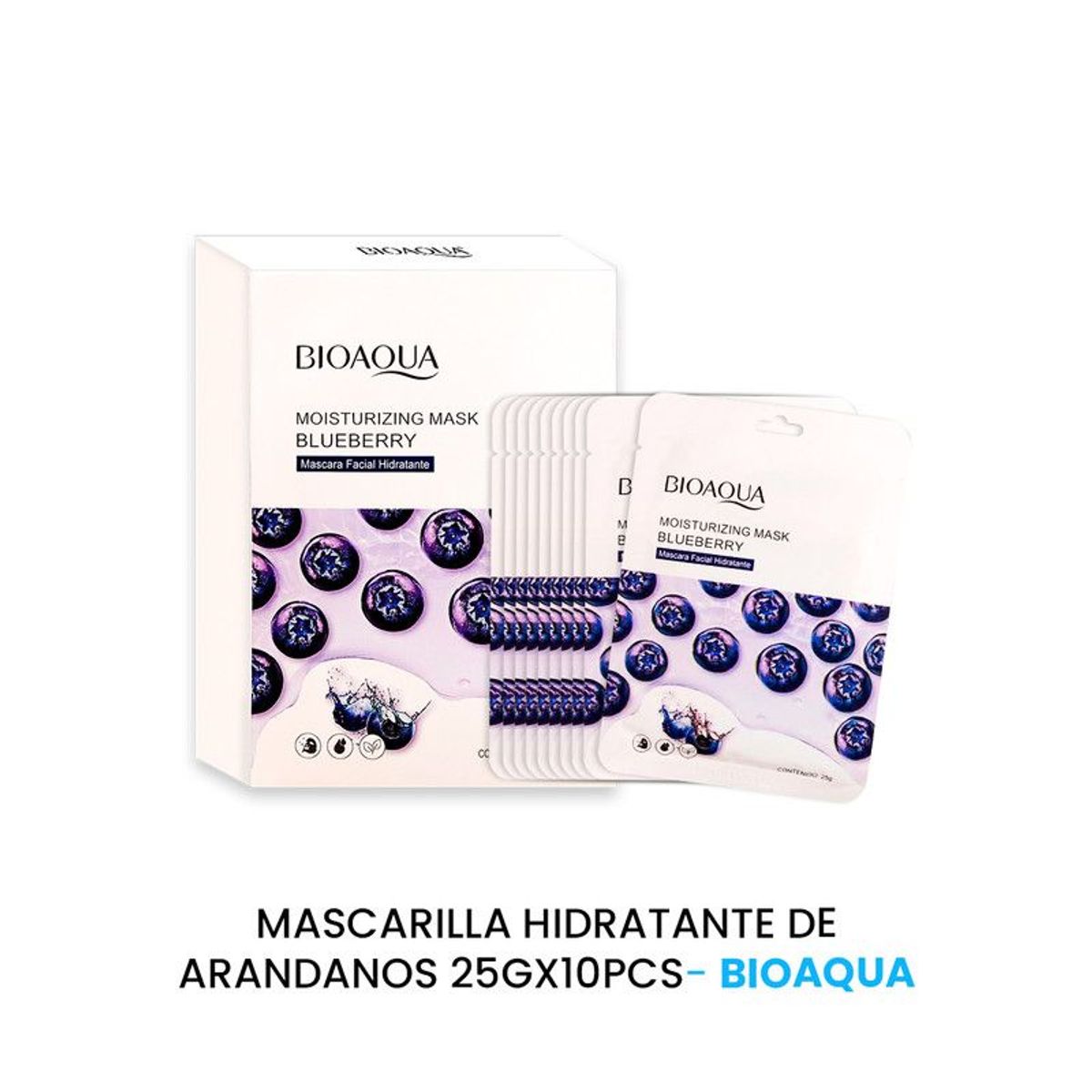 BIOAQUA - Mascarilla Hidratante De Arandanos 10Pcs Bioaqua 25Gr