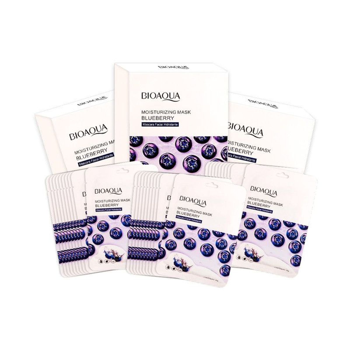BIOAQUA - Mascarilla Hidratante De Arandanos 10Pcs Bioaqua 25Gr 3 Unidades