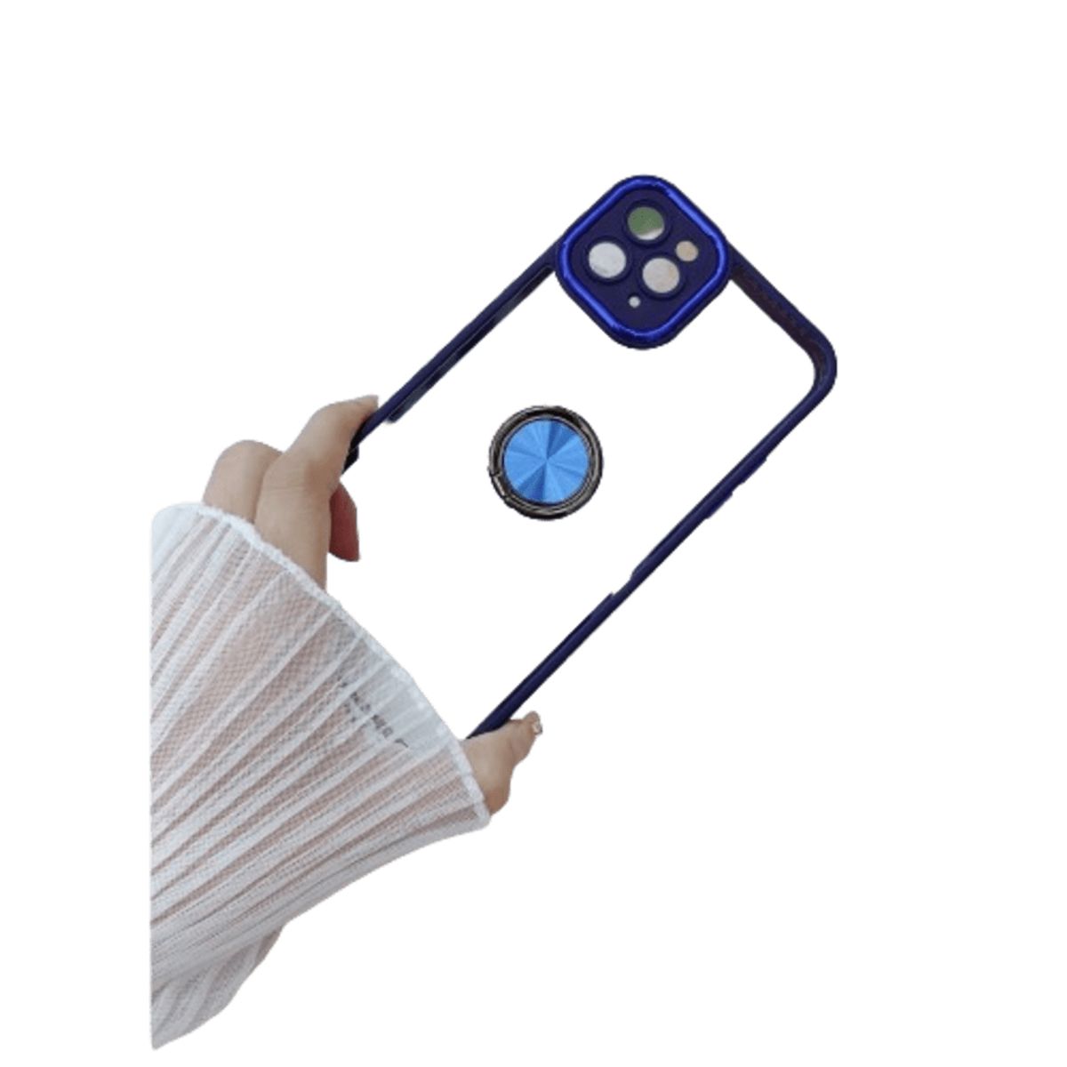 GENERICO - Funda Case para Samsung A04E Transparente Cromado Azul Antishock