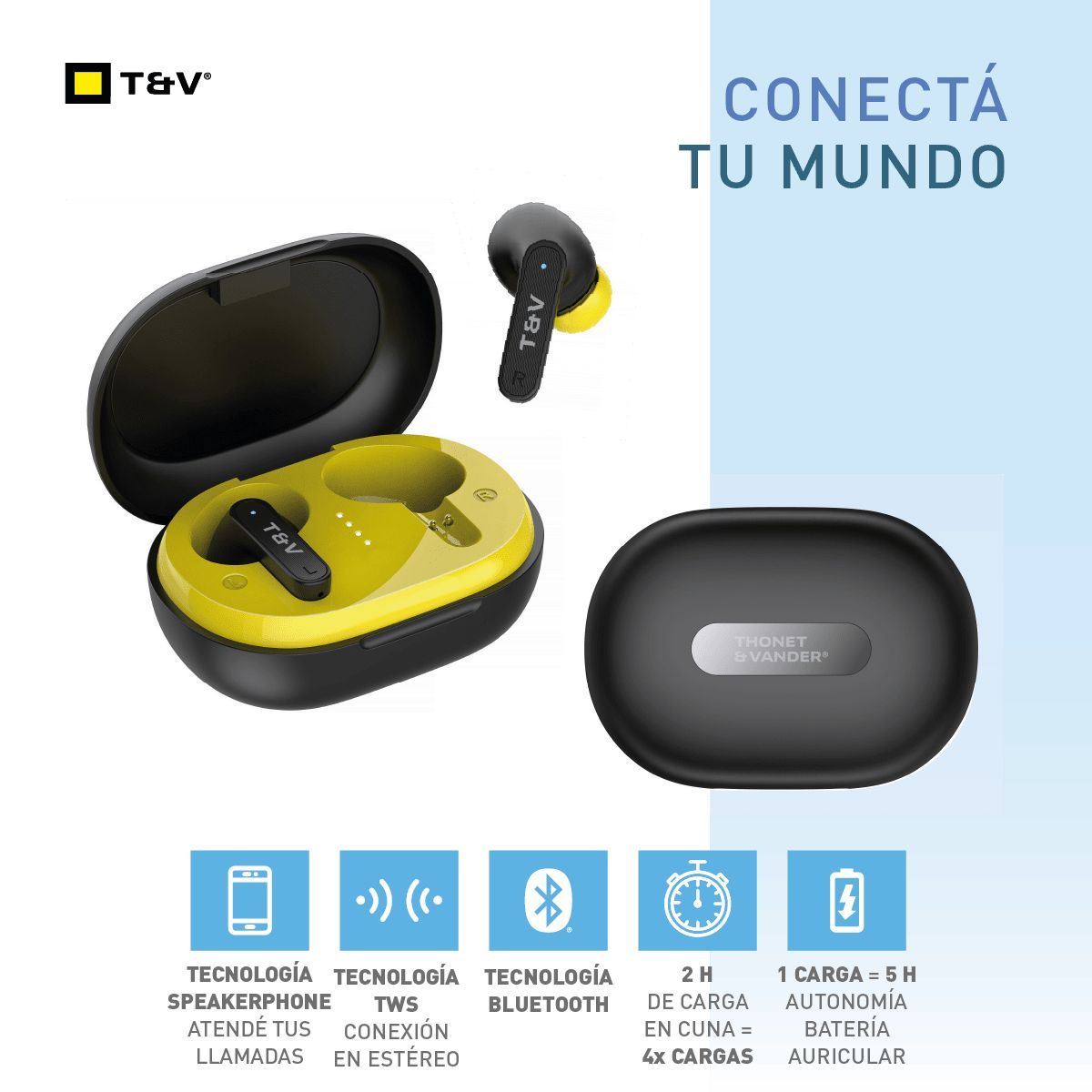 THONET AND VANDER - Audifono Bluetooth Inalambrico Reis Tws Tactil Deporte