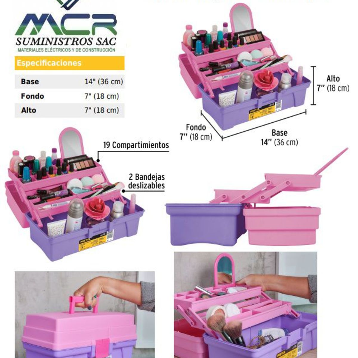 PRETUL - caja para cosmeticos y maquillaje de 14 pulgadas (36cm)