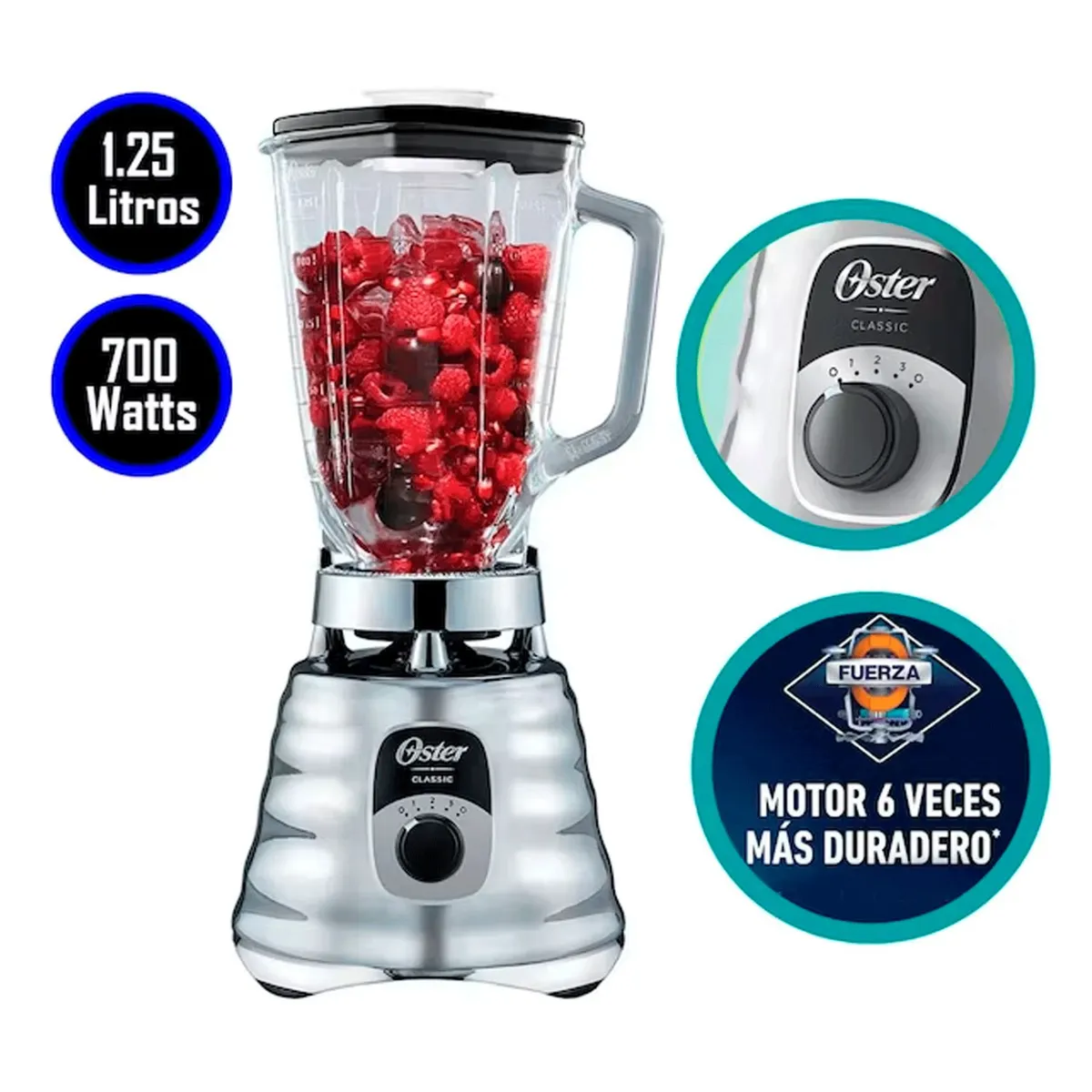 OSTER - LICUADORA OSTER CLASICA DE 3 VELOCIDADES  CROMADA BLST4655 053