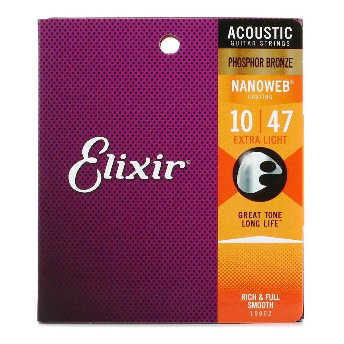 ELIXIR - Cuerdas Elixir Calibre 10 Nanoweb Guitarra Acustica 16002
