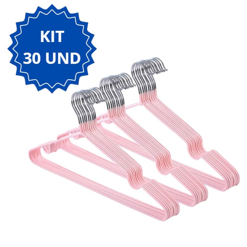 GENERICO - 30 Ganchos Colgadores Para Ropa - Rosado