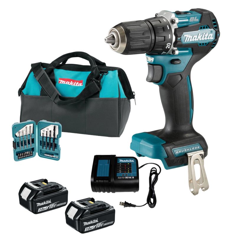 MAKITA - Taladro Percutor 18V LXT BL DHP487 +2 bateria 3ah + cargador  Makita
