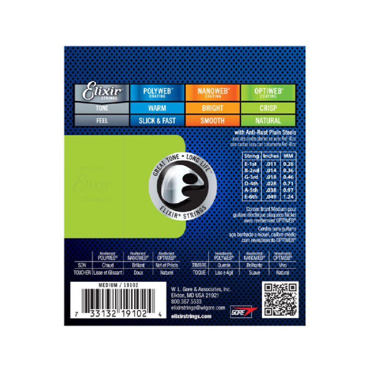 ELIXIR - Cuerdas Elixir Calibre 11-49 Guitarra Eléctrica 19102