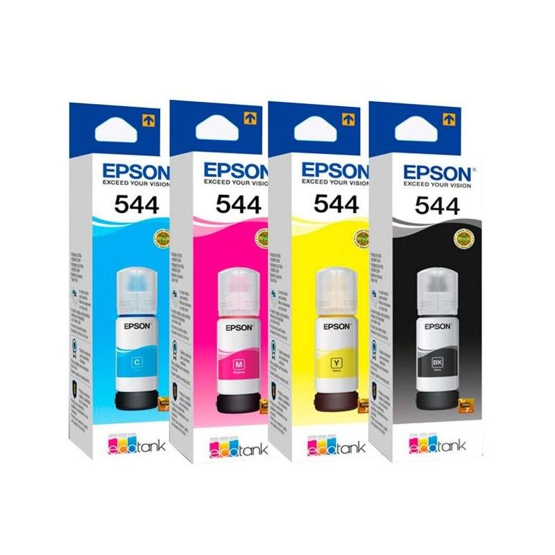 EPSON - Combo Tintas T544 Amarillo Cian Magenta Negro Caja