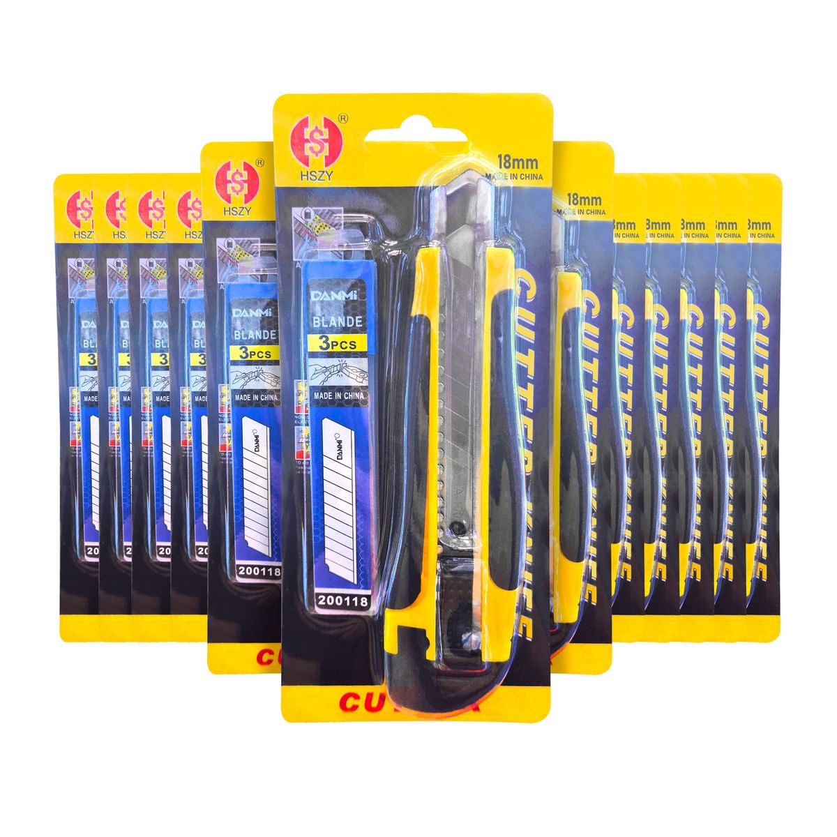 SM - PACK DE 12 CUCHILLAS CUTTER 6'' + 3 HOJAS DE REPUESTO 18MM