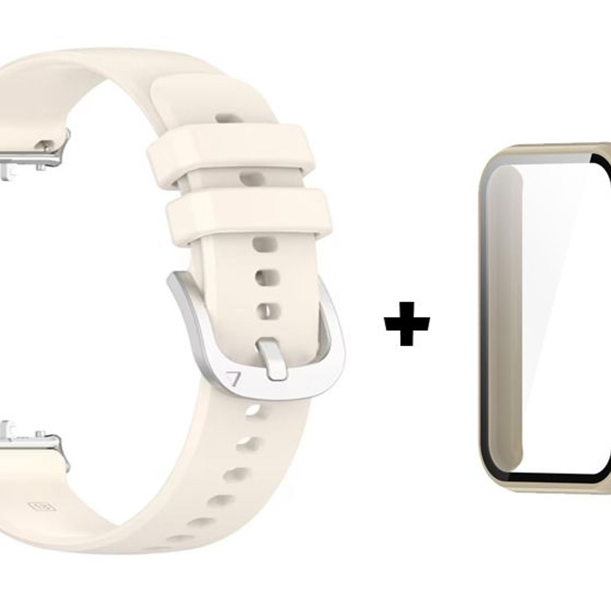 GENERICO - Correa de Silicona + Case Bumper para Samsung Galaxy Fit 3 - Beige