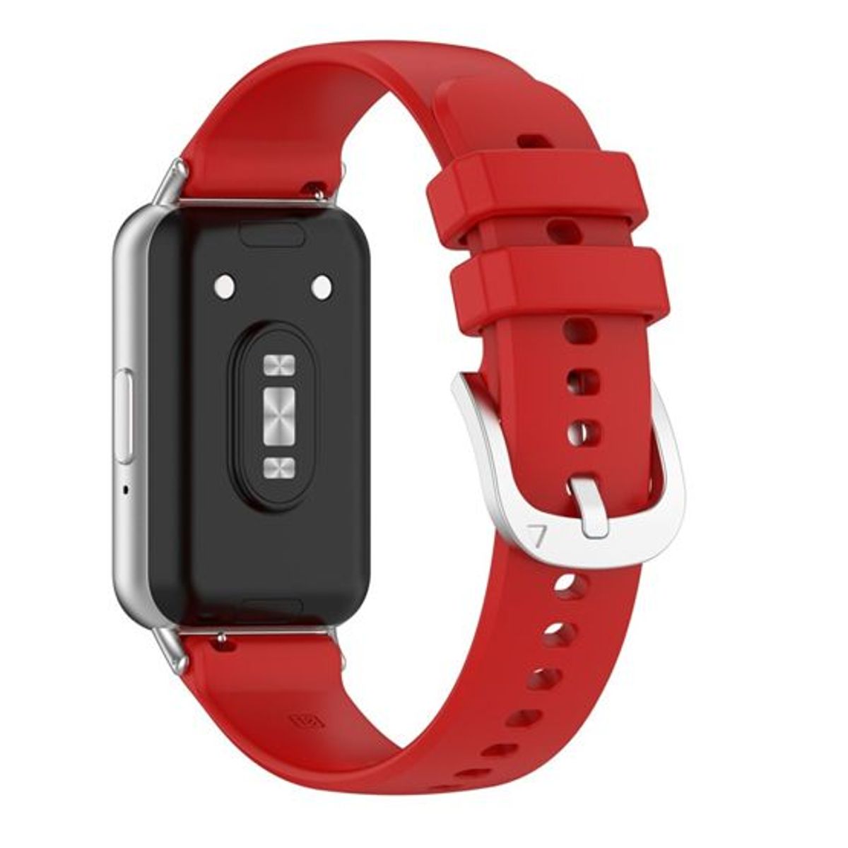 GENERICO - Correa de Silicona Rojo + Case Bumper Plata para Samsung Galaxy Fit 3