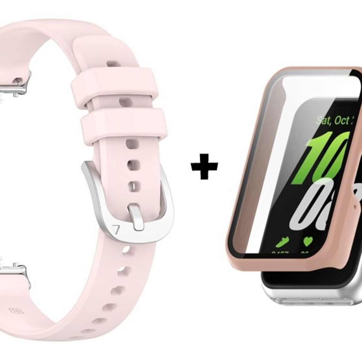 GENERICO - Correa de Silicona + Case Bumper para Samsung Galaxy Fit 3 - Nude
