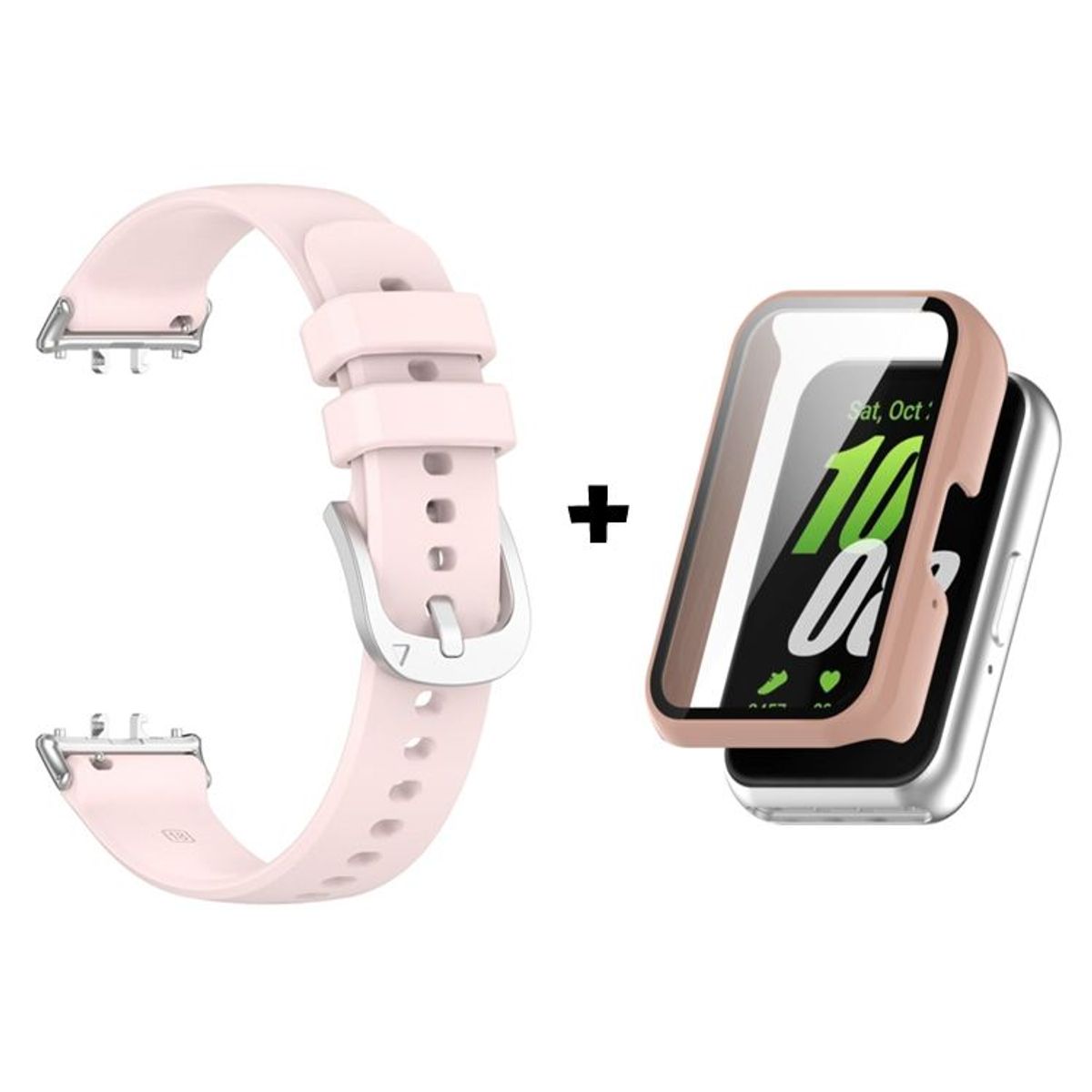 GENERICO - Correa de Silicona + Case Bumper para Samsung Galaxy Fit 3 - Nude