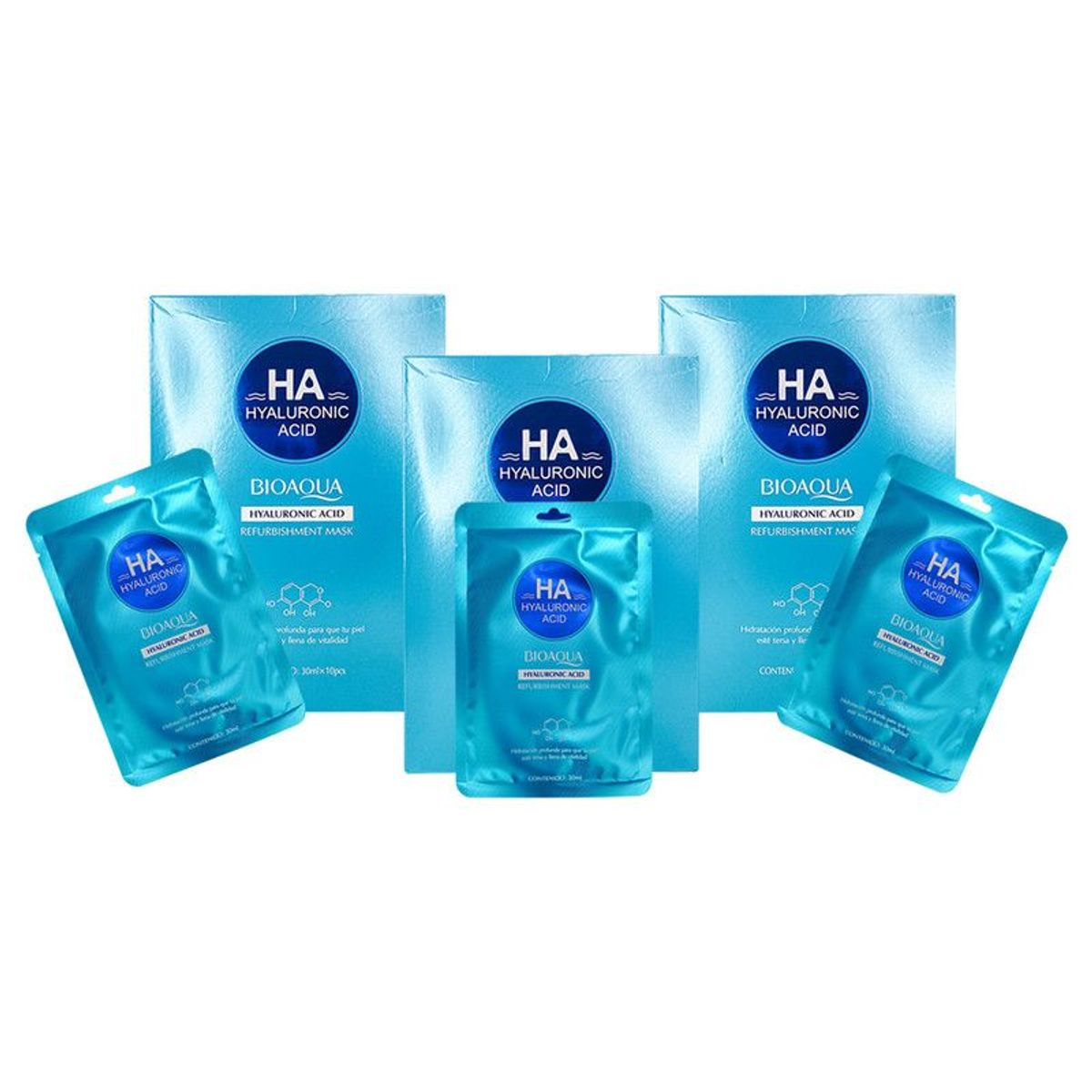 BIOAQUA - Ha Hyaluronic Acid Refurbishment Mask  Bioaqua 120Gr 3 Unidades