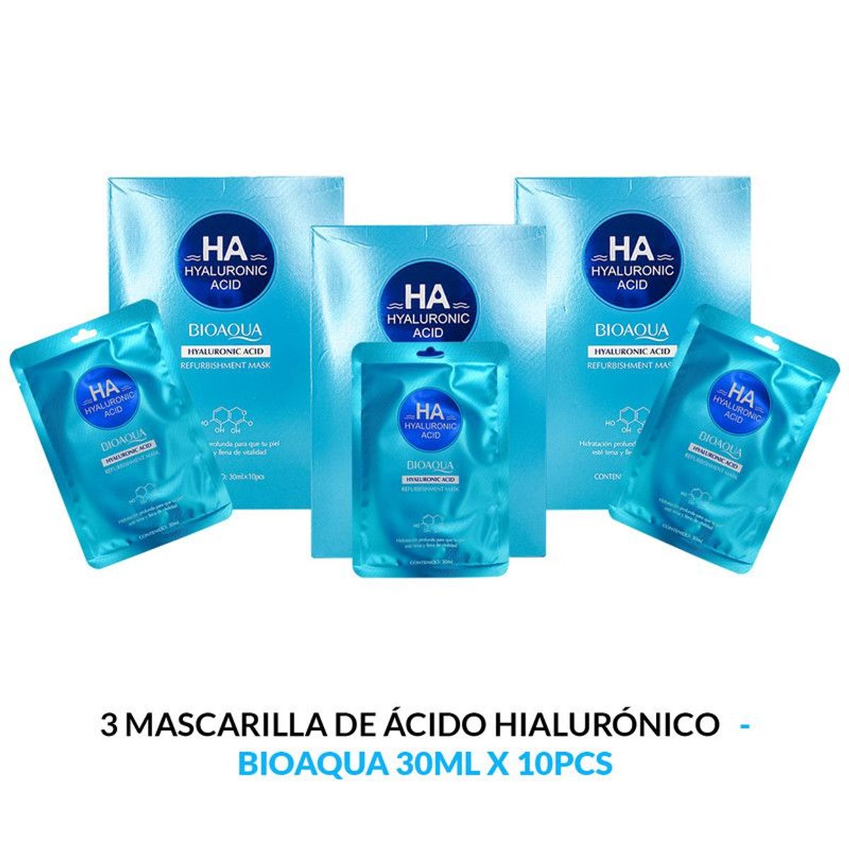 BIOAQUA - Ha Hyaluronic Acid Refurbishment Mask  Bioaqua 120Gr 3 Unidades