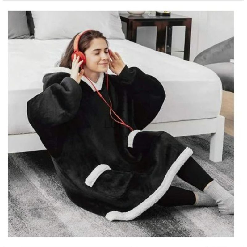 GENERICO - Ultra polera de felpa con capucha plush NEGR0