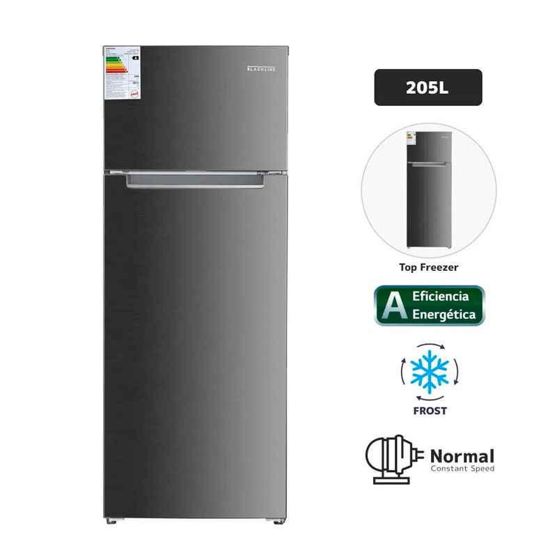 BLACKLINE - Refrigeradora BLACKLINE 205L Frost 2PN - Inox