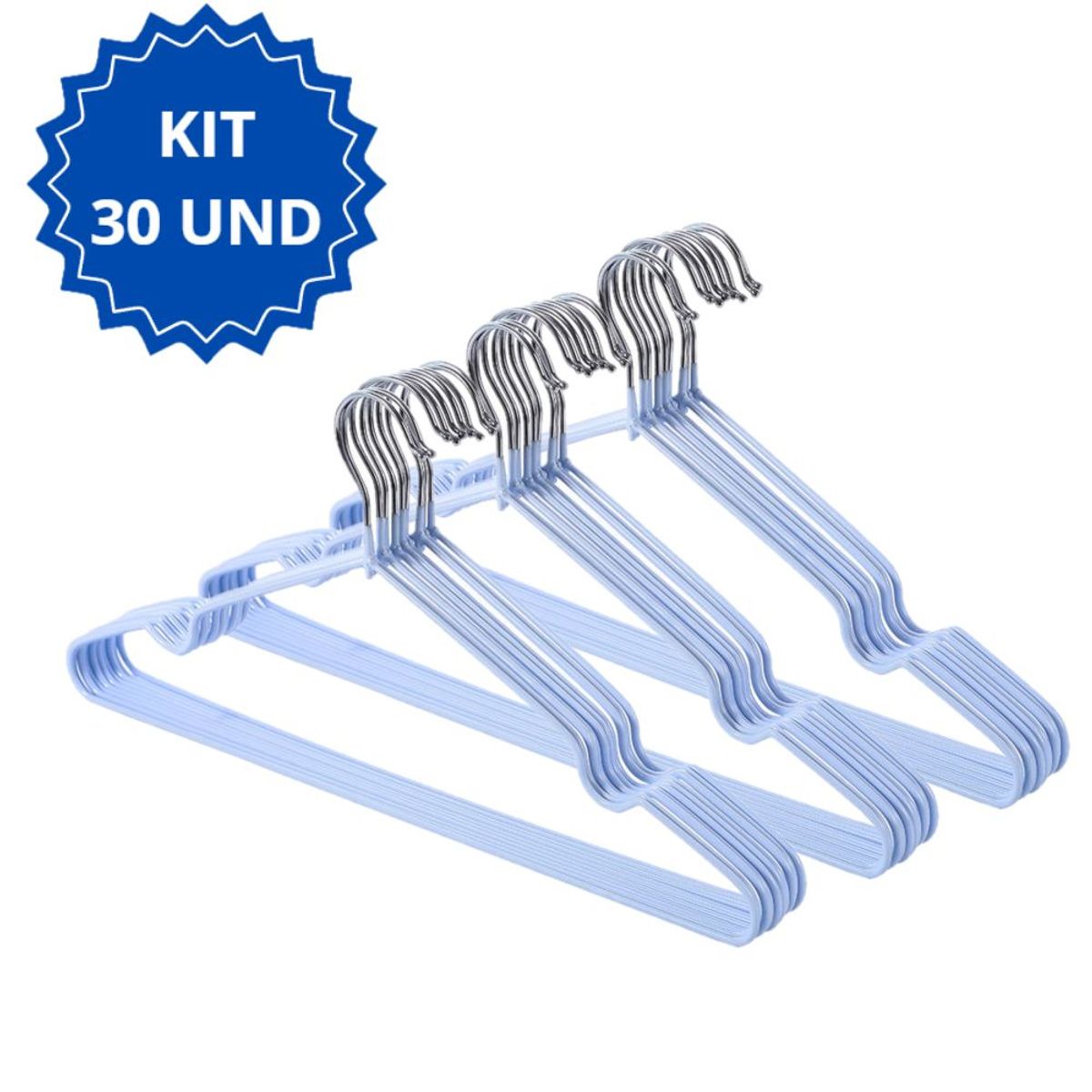 GENERICO - 30 Ganchos Colgadores Color Azul Para Ropa