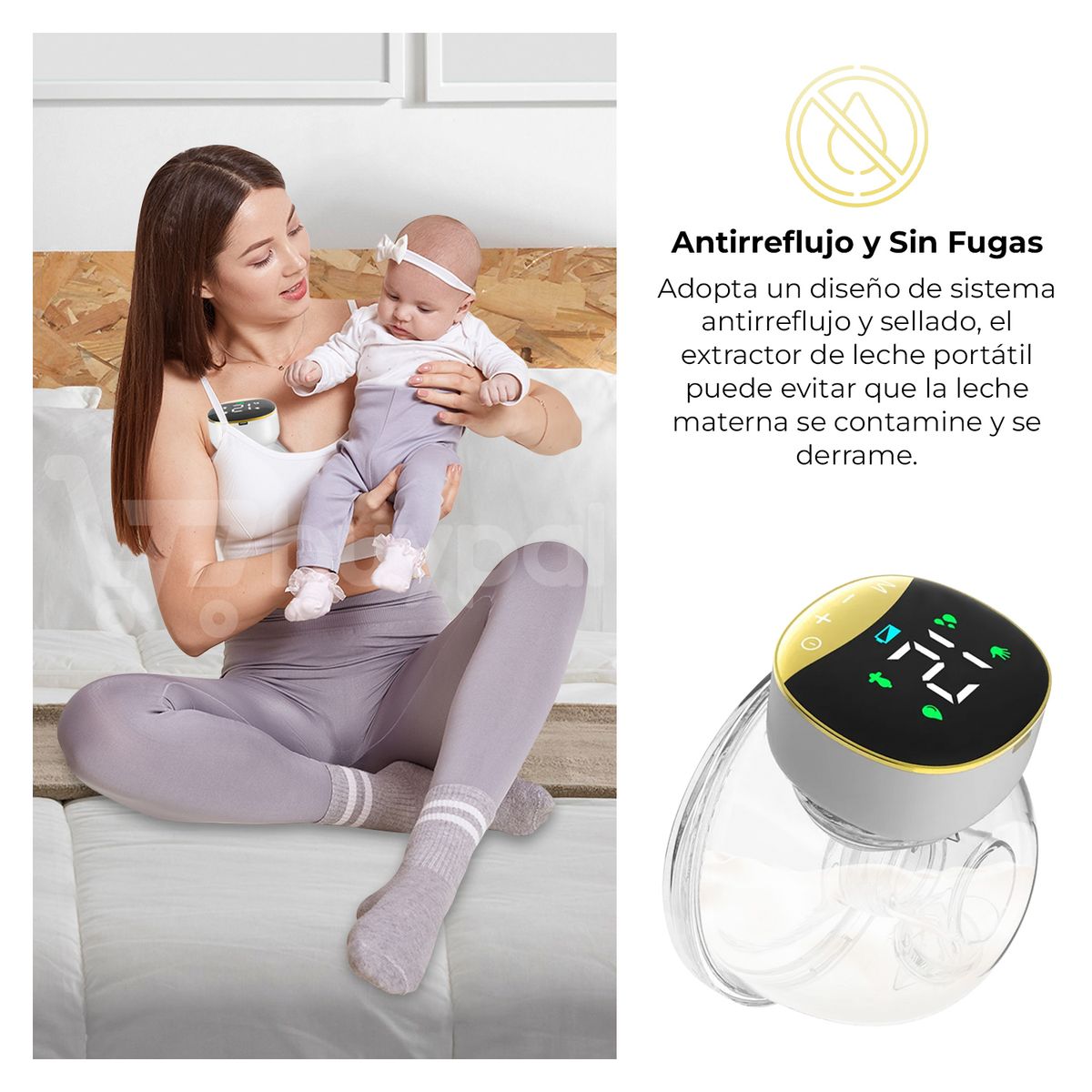 BABYPAL - Extractor Leche Materna Inalambrico Portatil Electrico Negro