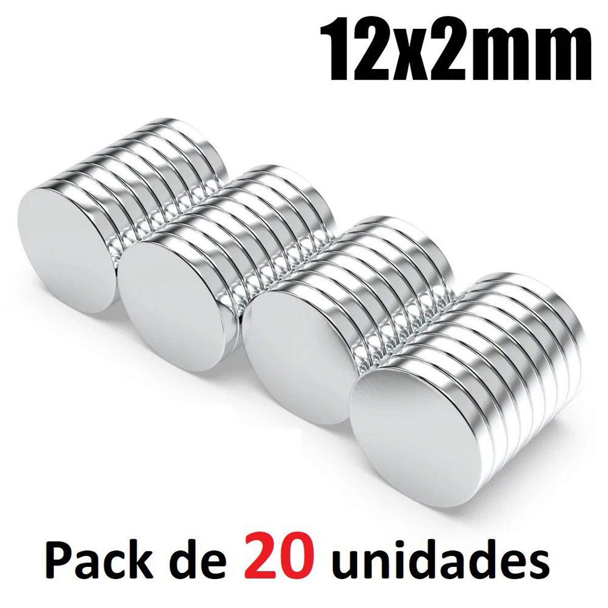 GENERICO - Imanes De Neodimio Modelo Disco 12mmx2mm Pack 20 unds