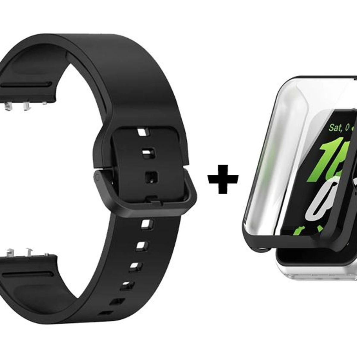 GENERICO - Correa de Silicona + Case Bumper para Samsung Galaxy Fit 3 - Negro