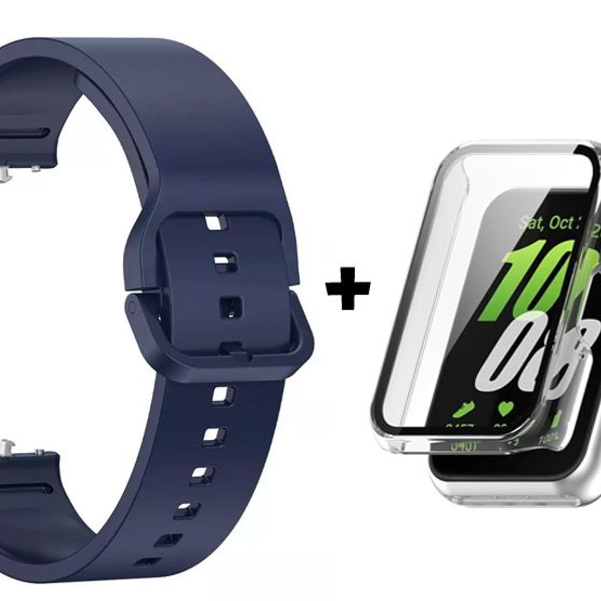 GENERICO - Correa de Silicona Azul + Case Bumper Clear para Samsung Galaxy Fit 3