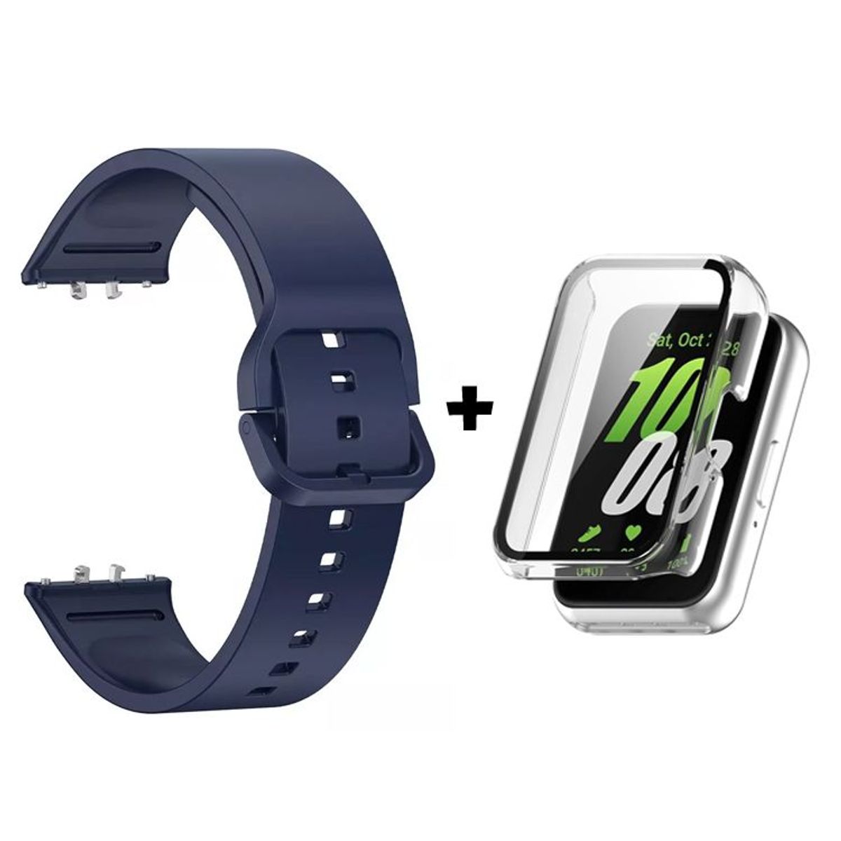 GENERICO - Correa de Silicona Azul + Case Bumper Clear para Samsung Galaxy Fit 3