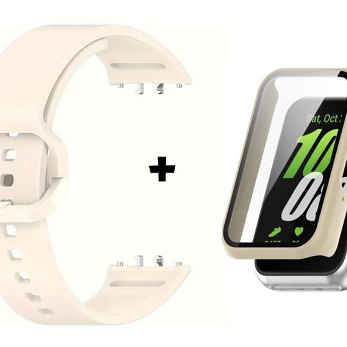 GENERICO - Correa de Silicona + Case Bumper para Samsung Galaxy Fit 3 - Beige