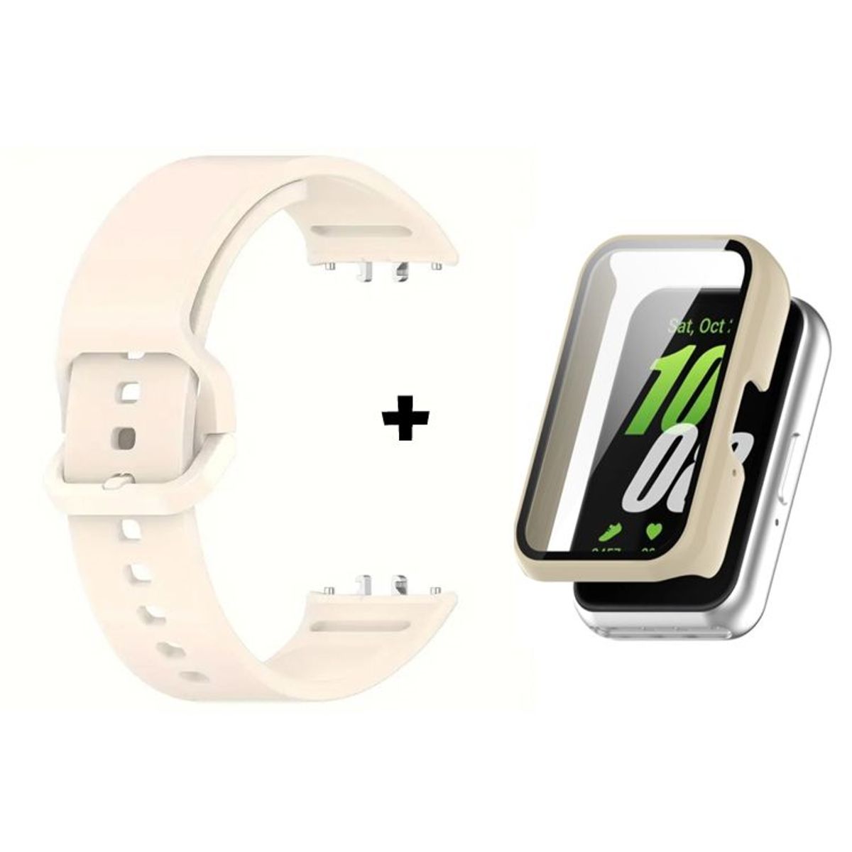 GENERICO - Correa de Silicona + Case Bumper para Samsung Galaxy Fit 3 - Beige