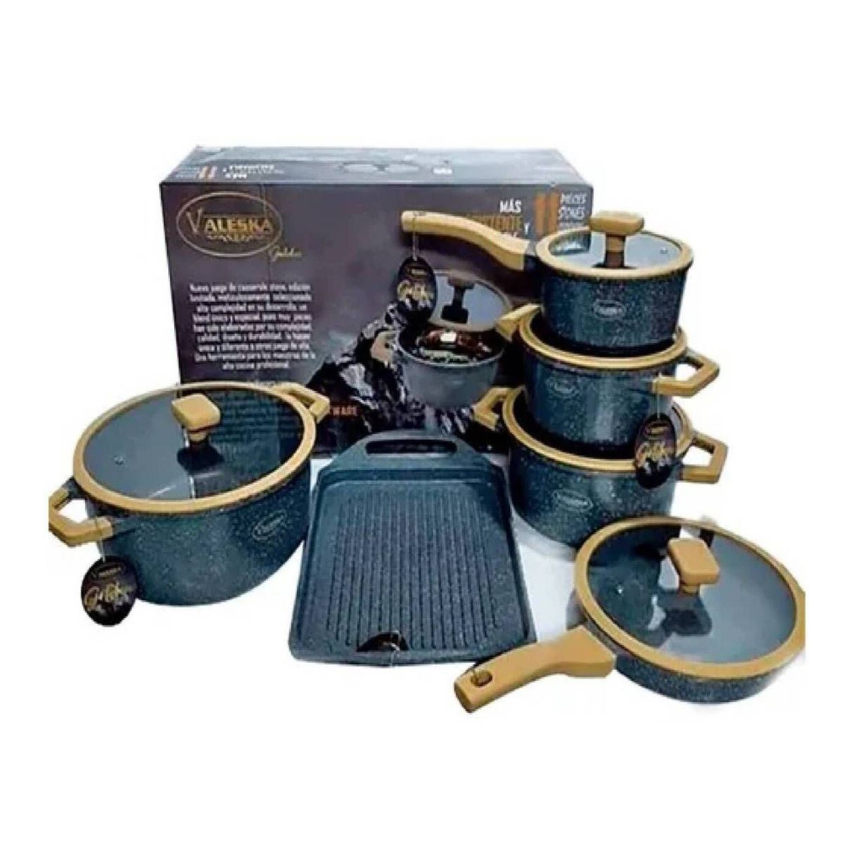 VALESKA - Set De Ollas Valeska 11pcs Vl-11ST Roca Volcánica
