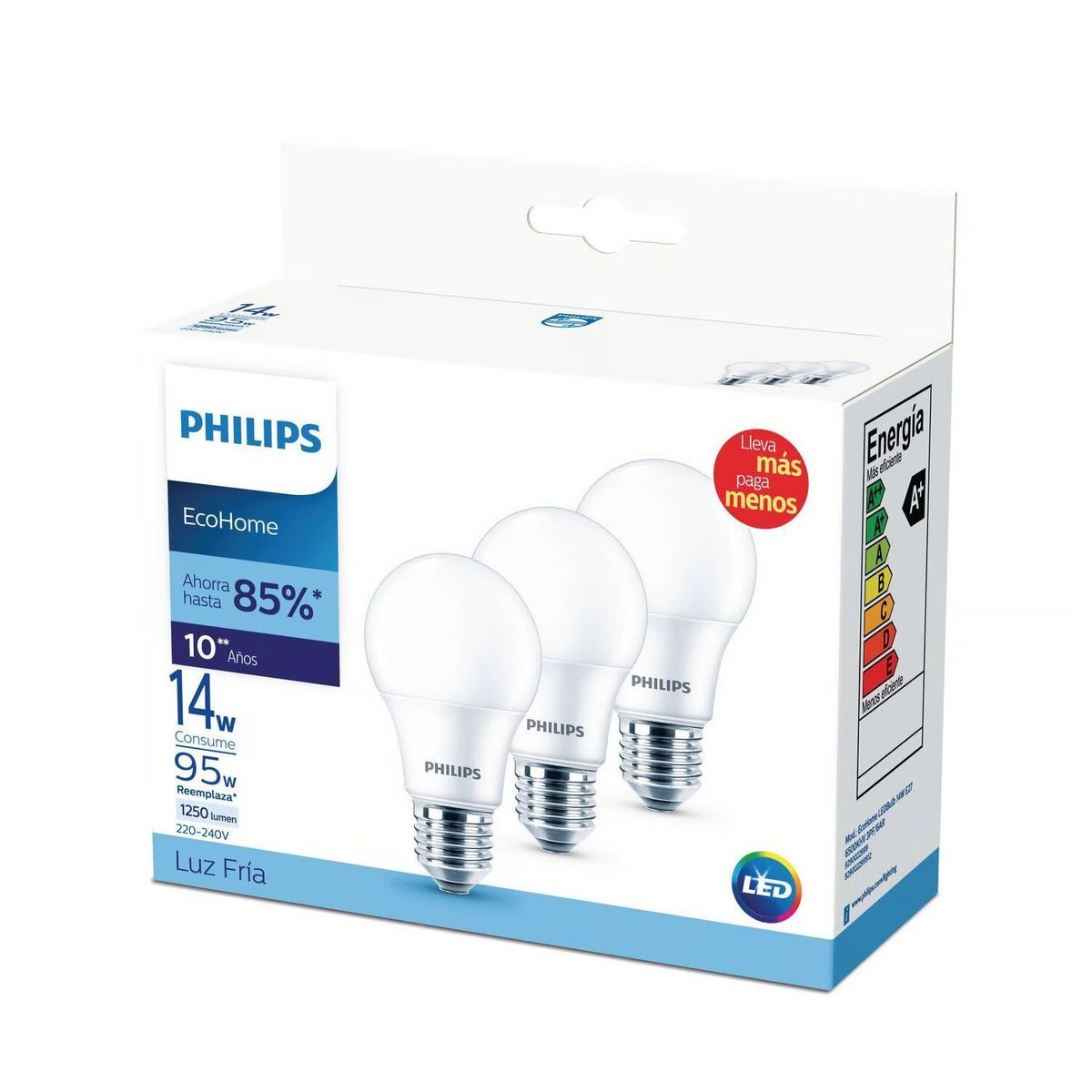 PHILIPS - Pack x3 Focos Led Philips 14W 1250Lm Luz Fría